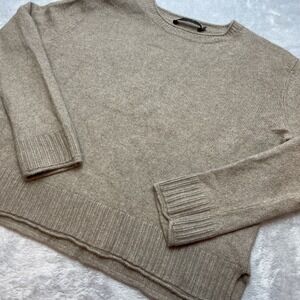 Jenni Kayne Womens Everyday Sweater Sz M Taupe Wool Cashmere Blend Boxy Luxury